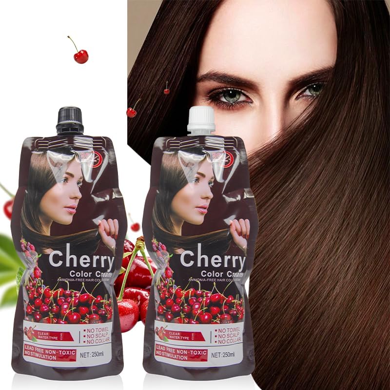 Mokeru Professional CHERRY HAIR COLOUR, AMMONIA FREE, APPLE FRAGRANCE, NATURAL Hair Color. -Original & Approved Formula. (Dark Brown (Cherry) - Image 2